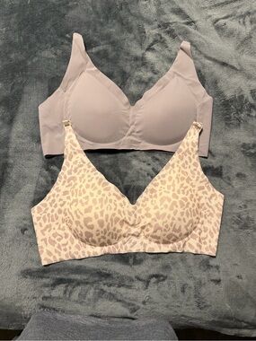 Seamless Wireless Light Taupe & Taupe Animal Print Bras - Women Intimates